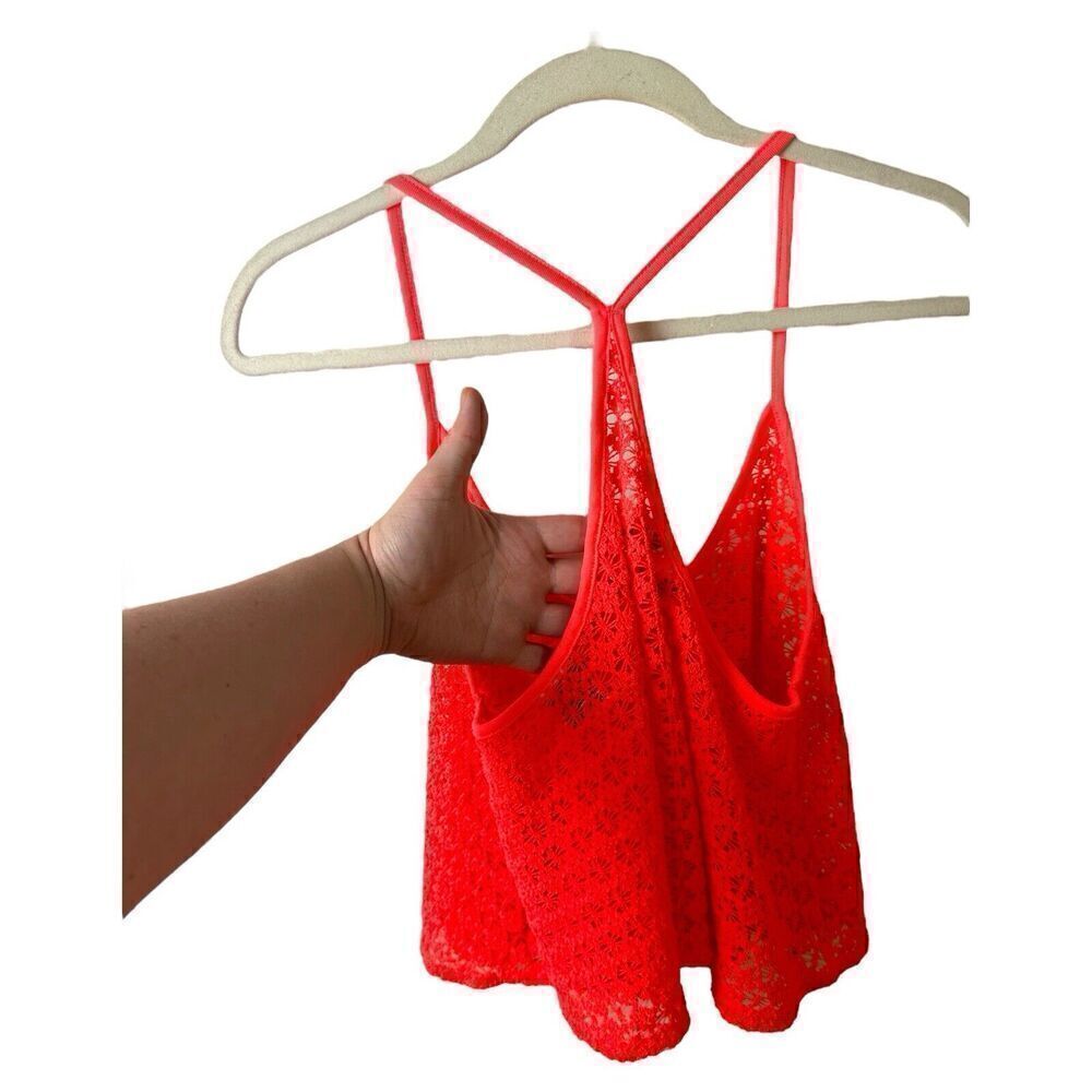 Pink Victoria Secret Top Womens M/L Beach Cover Up Crop Macrame Neon Halter - Picture 2 of 7